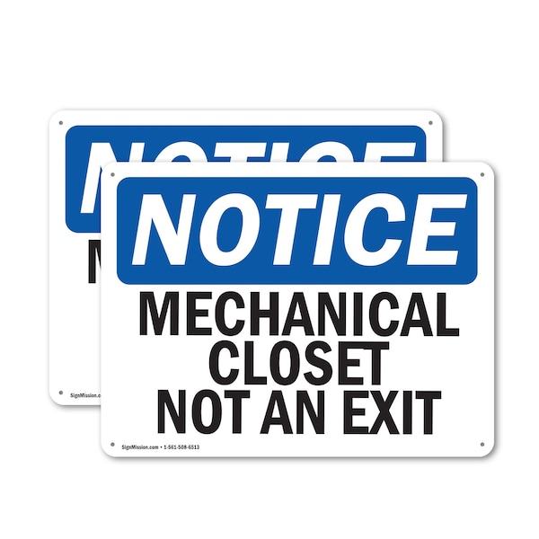 Signmission Mechanical Closet Not An Exit, 10 in W x Rectangle, Plastic OS-2PACK-NS-P-710-L-14168 - main